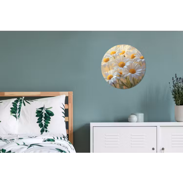 Madeliefjes - Wit - Zonlicht Wandcirkel aluminium klein -slaapkamer