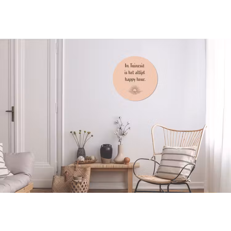 Tuin - Roze - Quote - Zon Wandcirkel aluminium klein -woonkamer