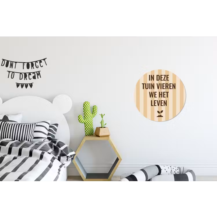 Tuin - Quote - Strepen - Zomer Wandcirkel aluminium klein -kinderkamer
