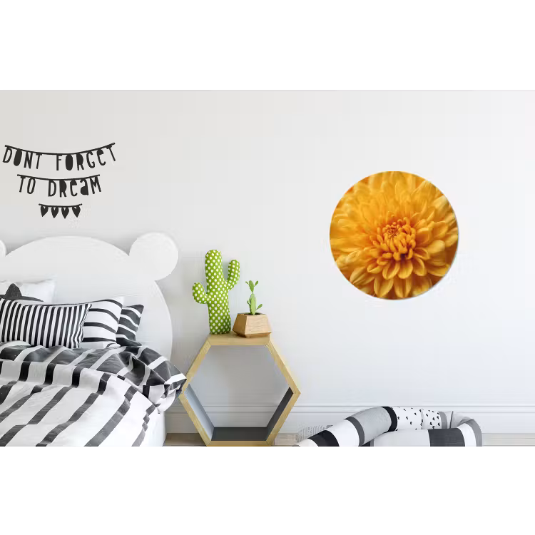 Geel - Chrysant - Zachtheid Wandcirkel aluminium klein -kinderkamer