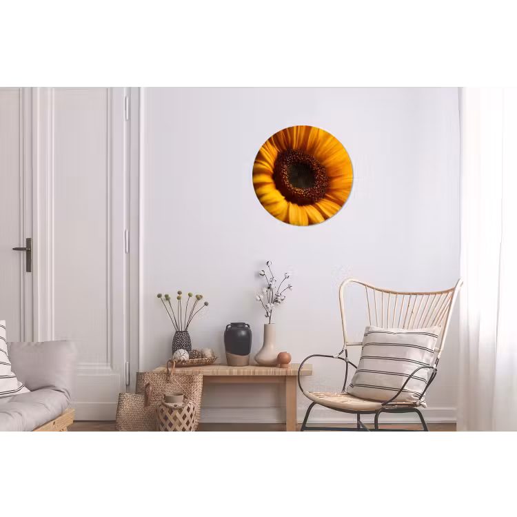 Geel - Zonnebloem - Zomers Wandcirkel aluminium klein -woonkamer
