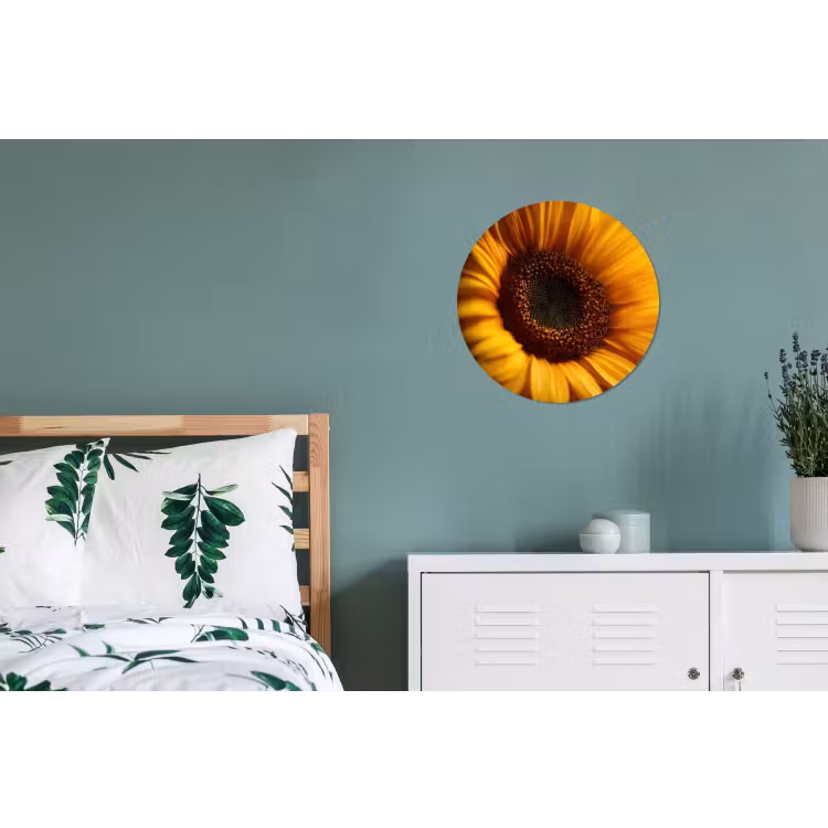 Geel - Zonnebloem - Zomers Wandcirkel aluminium klein -slaapkamer