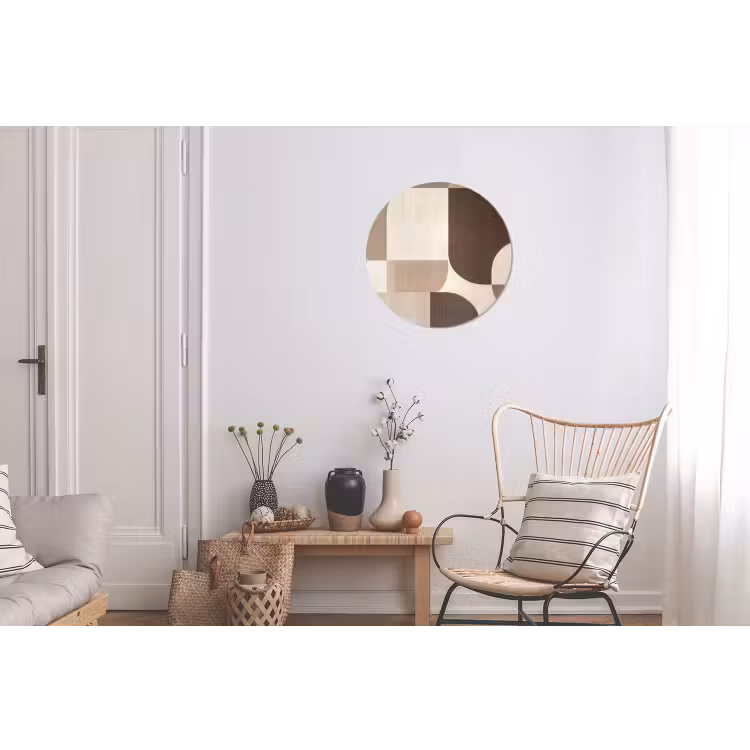 Geometrisch - Geweven structuur - Modern Wandcirkel aluminium klein -woonkamer