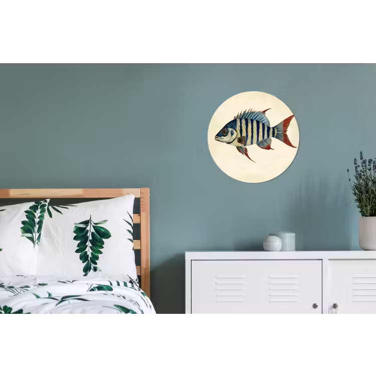Gestreept - Donkerblauw - Rugvin - Vis Wandcirkel aluminium klein -slaapkamer