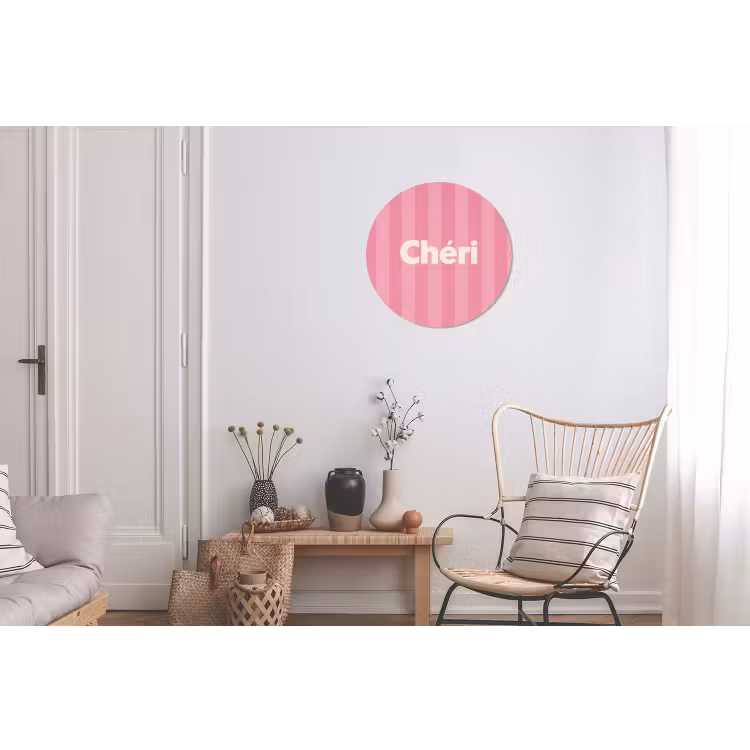 Gestreept - Roze - Chéri Wandcirkel aluminium klein -woonkamer