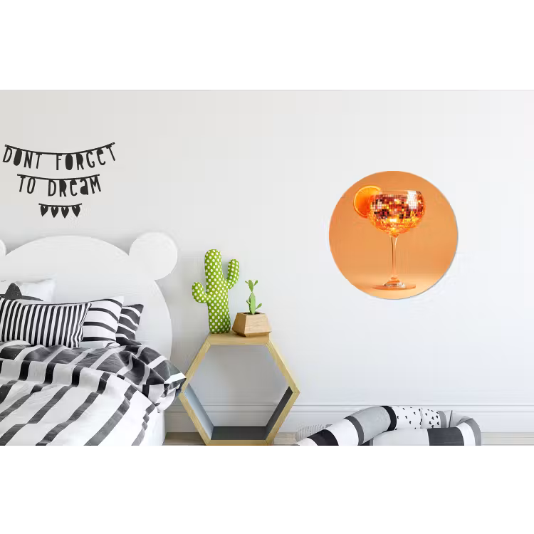 Drank - Oranje - Glitter - Disco Wandcirkel aluminium klein -kinderkamer