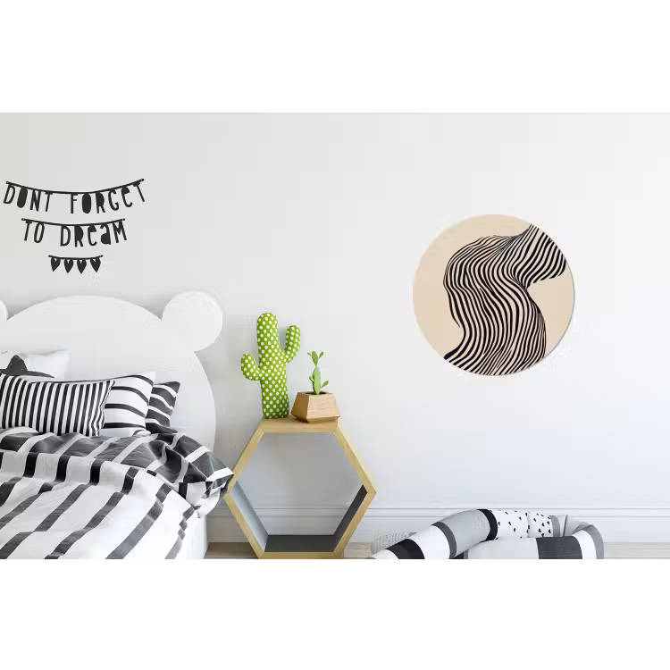Golvend - Lijnen - Abstract - Silhouet Wandcirkel aluminium klein -kinderkamer