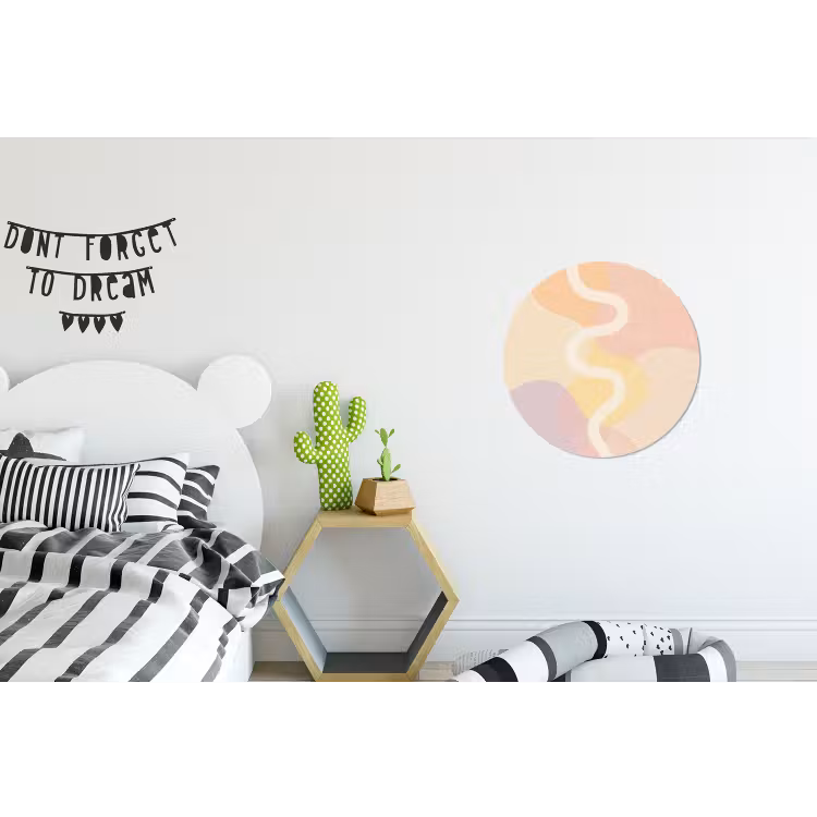 Golvende vormen - Abstract - pastel Wandcirkel aluminium klein -kinderkamer