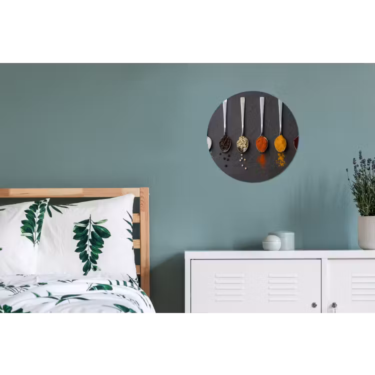 Specerijen - Lepels - Tafel - Rustiek - Kruiden Wandcirkel aluminium klein -slaapkamer