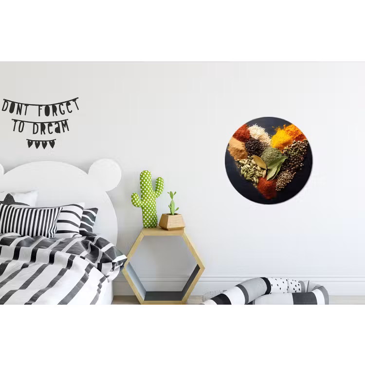 Specerijen - Mix - Hartvorm - Zwart Wandcirkel aluminium klein -kinderkamer