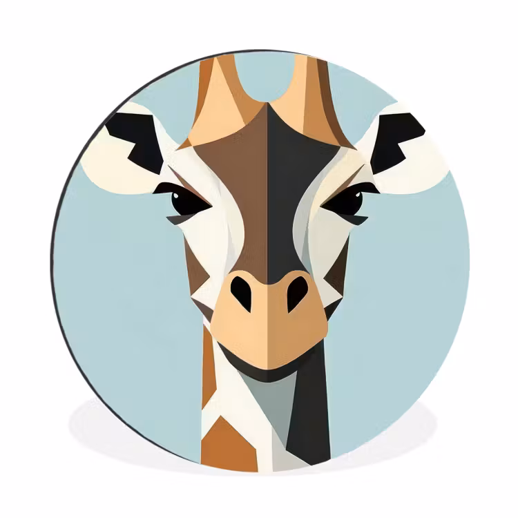Giraffe - Illustratie - Bruin - Minimalistisch Wandcirkel aluminium klein -3d