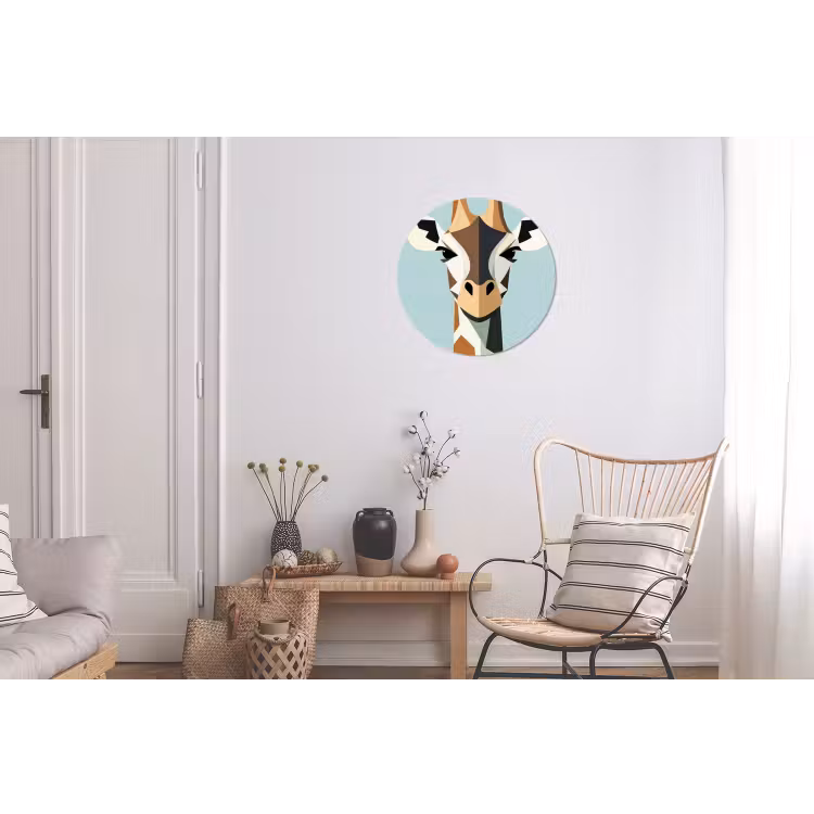 Giraffe - Illustratie - Bruin - Minimalistisch Wandcirkel aluminium klein -woonkamer