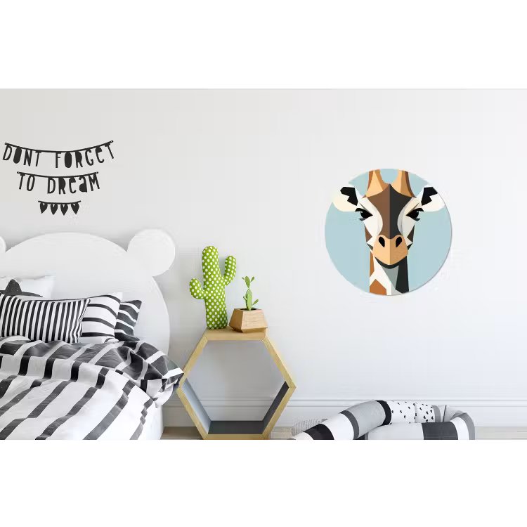 Giraffe - Illustratie - Bruin - Minimalistisch Wandcirkel aluminium klein -kinderkamer