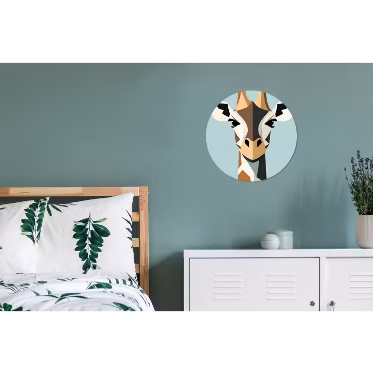 Giraffe - Illustratie - Bruin - Minimalistisch Wandcirkel aluminium klein -slaapkamer