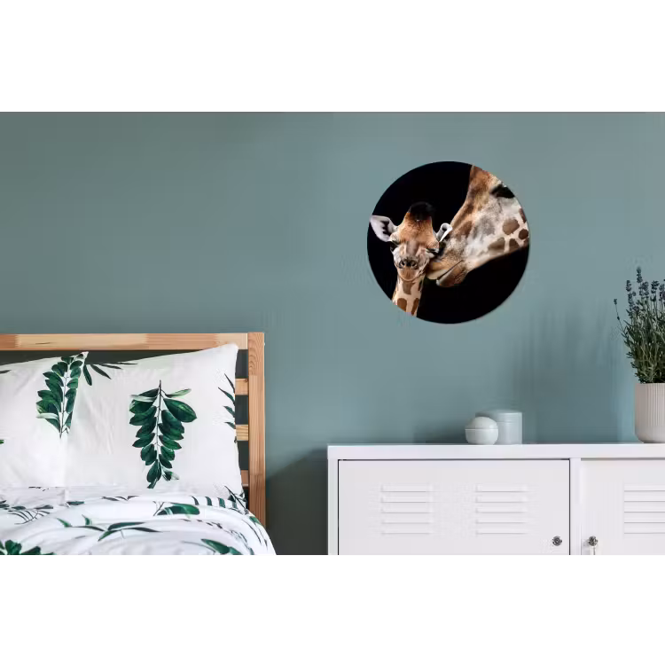 Giraffe - Dieren - Zwart - Portret - Dieren Wandcirkel aluminium klein -slaapkamer