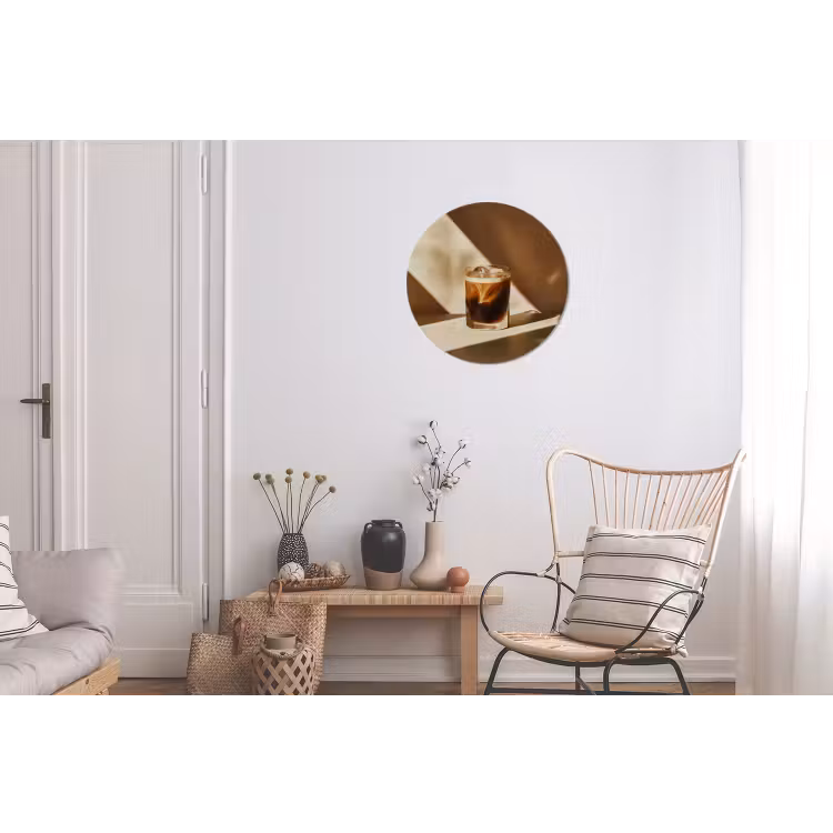 Glas - Ijskoffie - Schaduw - Bruin Wandcirkel aluminium klein -woonkamer