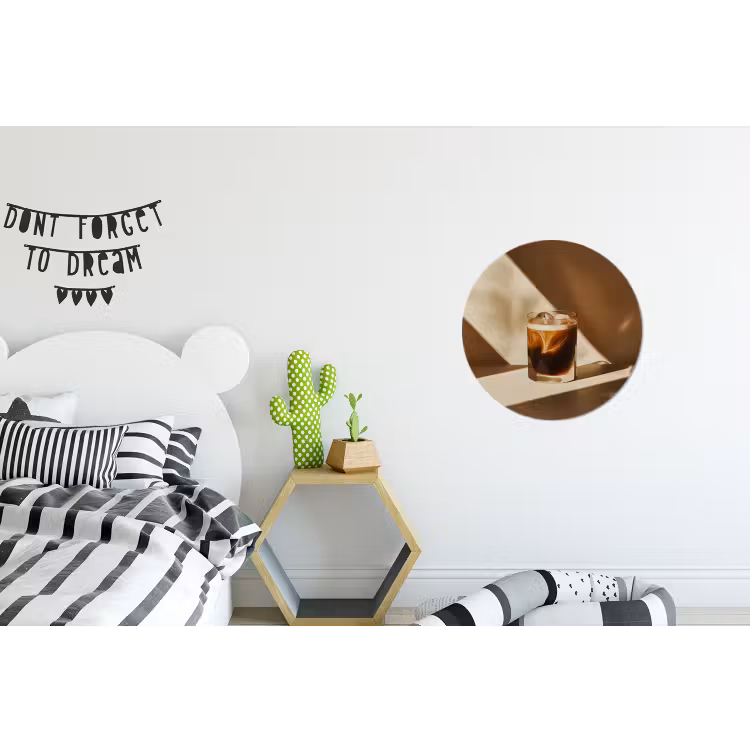 Glas - Ijskoffie - Schaduw - Bruin Wandcirkel aluminium klein -kinderkamer