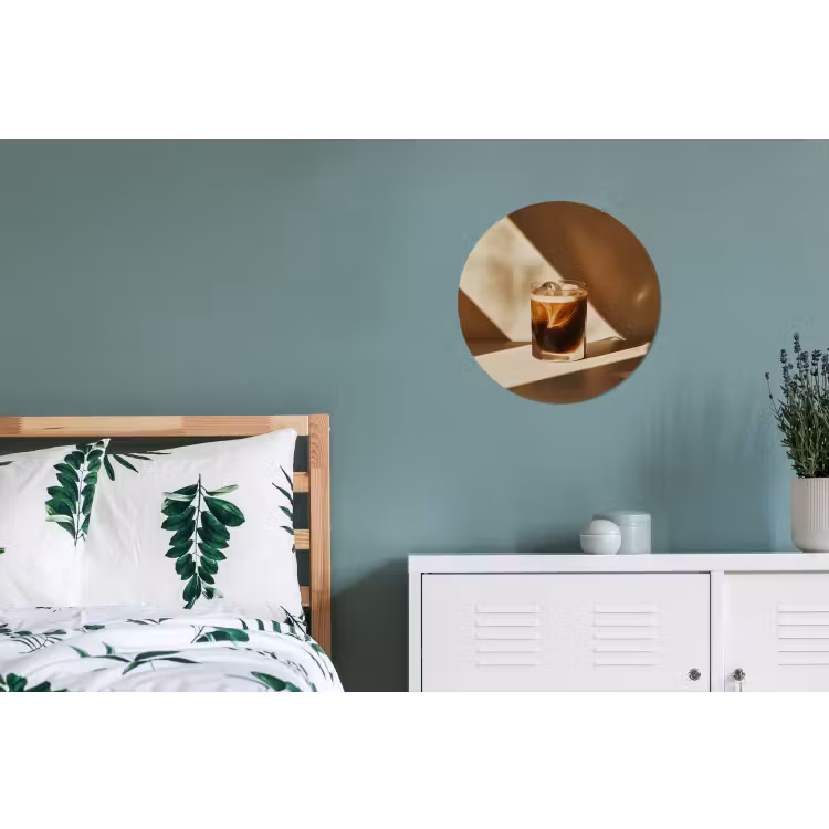 Glas - Ijskoffie - Schaduw - Bruin Wandcirkel aluminium klein -slaapkamer