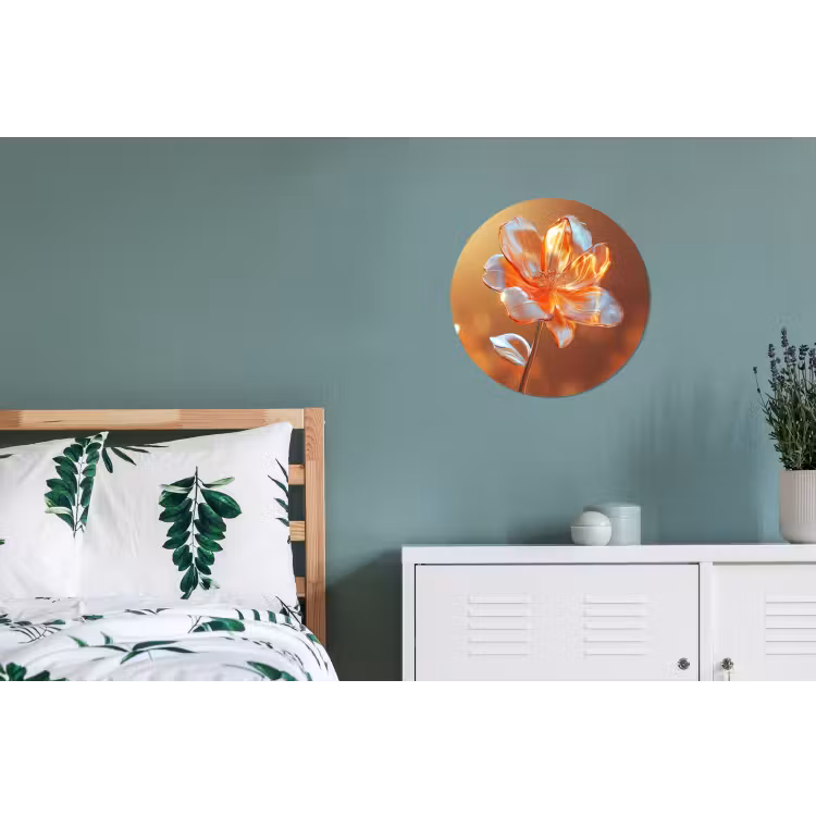 Glazen - Bloem - Zonlicht Wandcirkel aluminium klein -slaapkamer