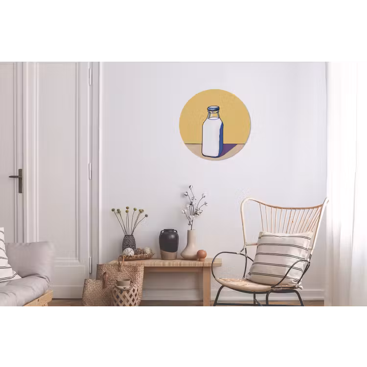 Glazen - Fles - Illustratie - Melk Wandcirkel aluminium klein -woonkamer