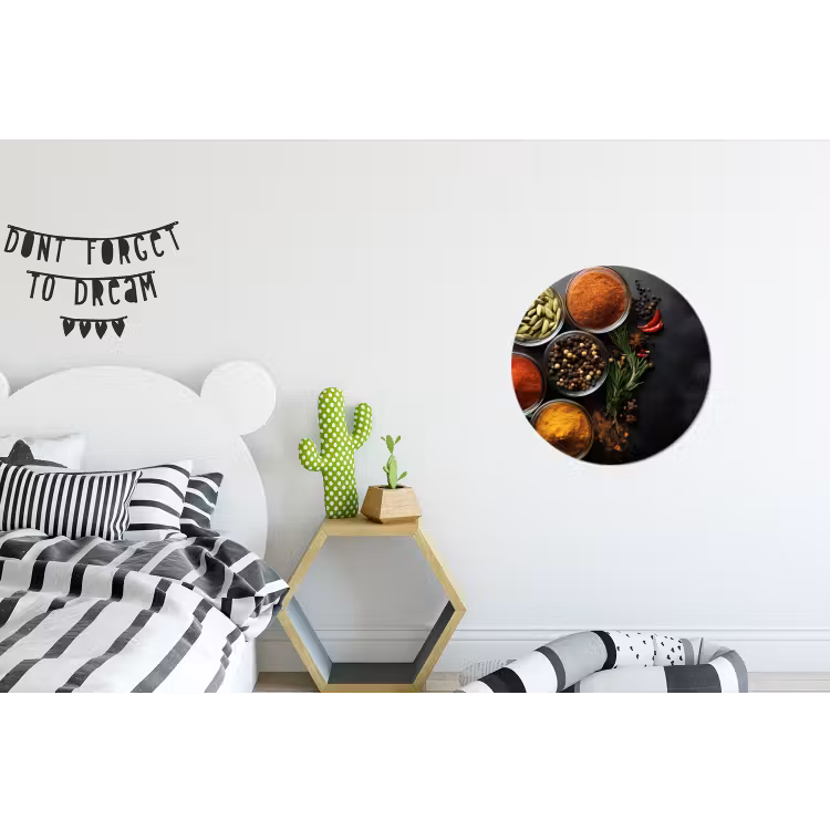 Glazen - Bakjes - Blaadjes - Kruiden Wandcirkel aluminium klein -kinderkamer