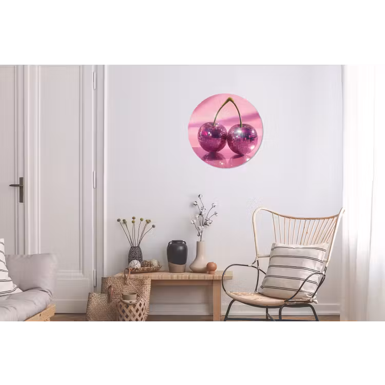 Glitter - Discobol - Roze - Kersen Wandcirkel aluminium klein -woonkamer