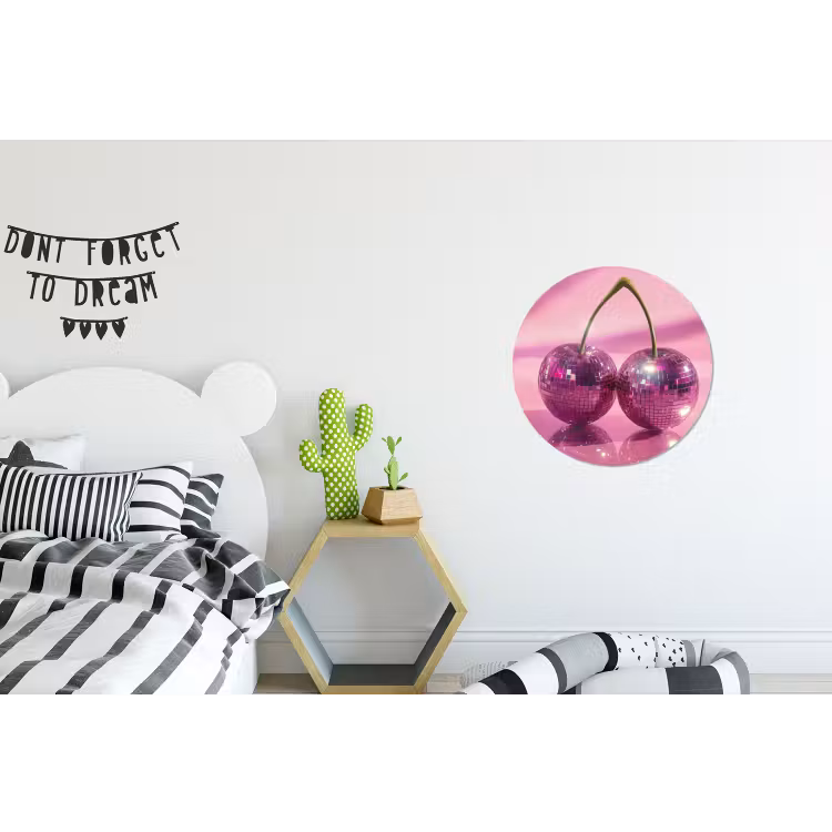Glitter - Discobol - Roze - Kersen Wandcirkel aluminium klein -kinderkamer
