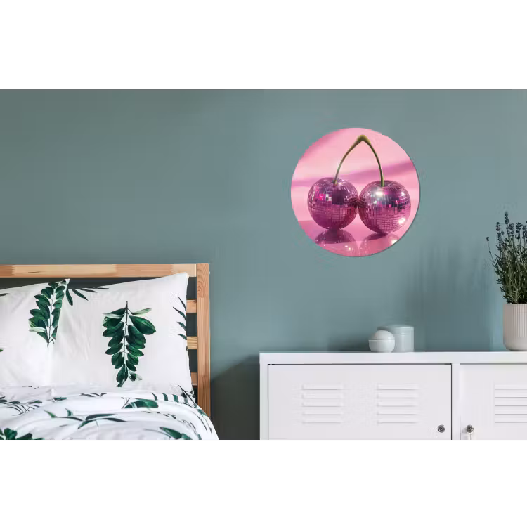 Glitter - Discobol - Roze - Kersen Wandcirkel aluminium klein -slaapkamer