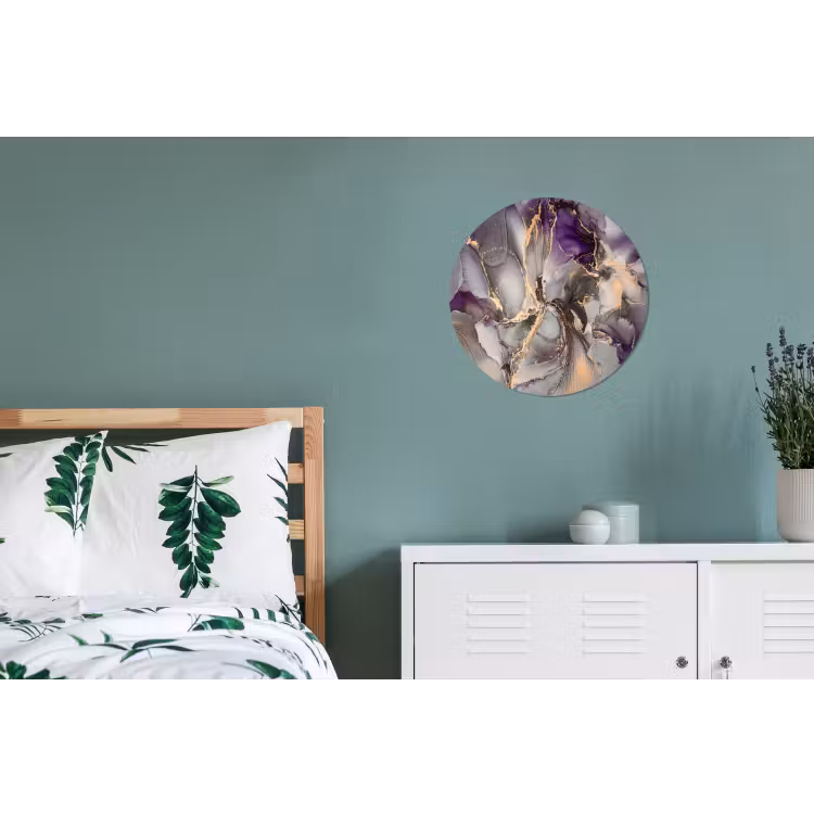 Goud - Paars - Marmer Wandcirkel aluminium klein -slaapkamer