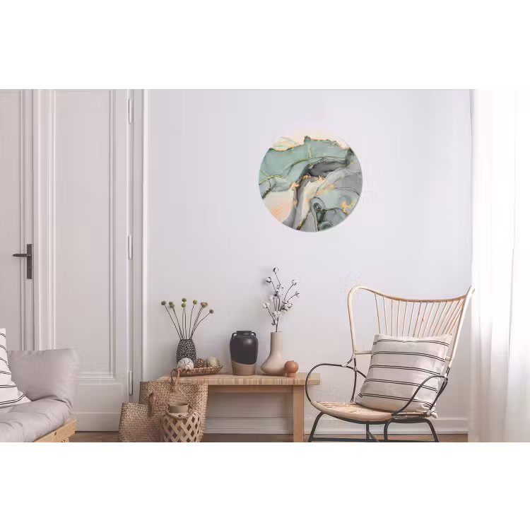 Goud - Marmer - Groen - luxe - Glitter - Marmerlook Wandcirkel aluminium klein -woonkamer