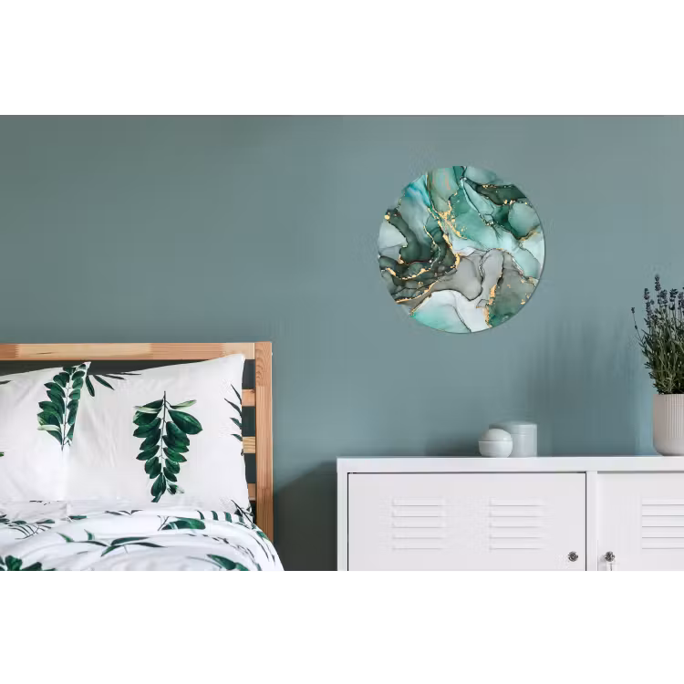 Goud - Marmer - Groen - Luxe - Marmerlook - Grijs Wandcirkel aluminium klein -slaapkamer