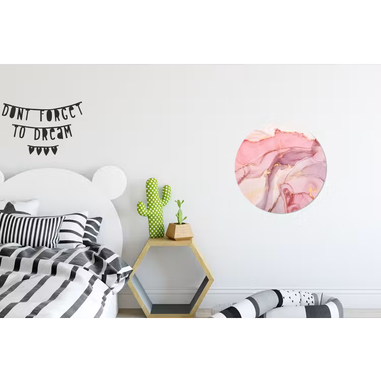 Goud - Marmer - Roze Wandcirkel aluminium klein -kinderkamer