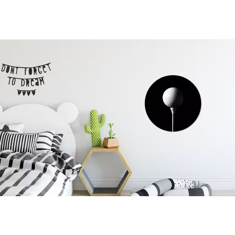Golfbal - Minimalistisch - Wit Wandcirkel aluminium klein -kinderkamer