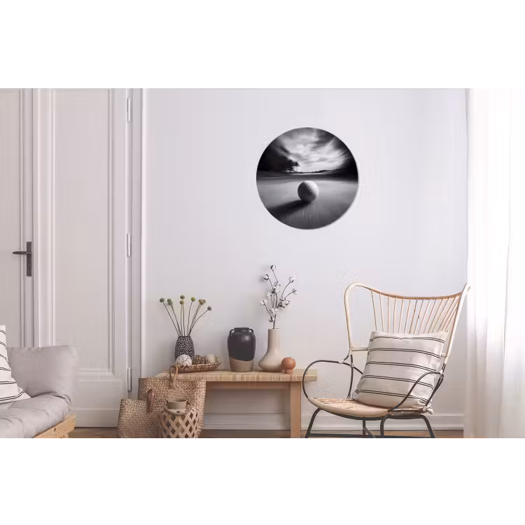 Golfbal - Wazig - Zwart Wandcirkel aluminium klein -woonkamer