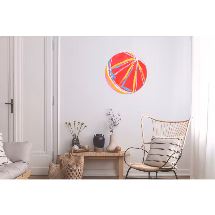 Grapefruit - Geschilderd - Roze - Strepen Wandcirkel aluminium klein -woonkamer
