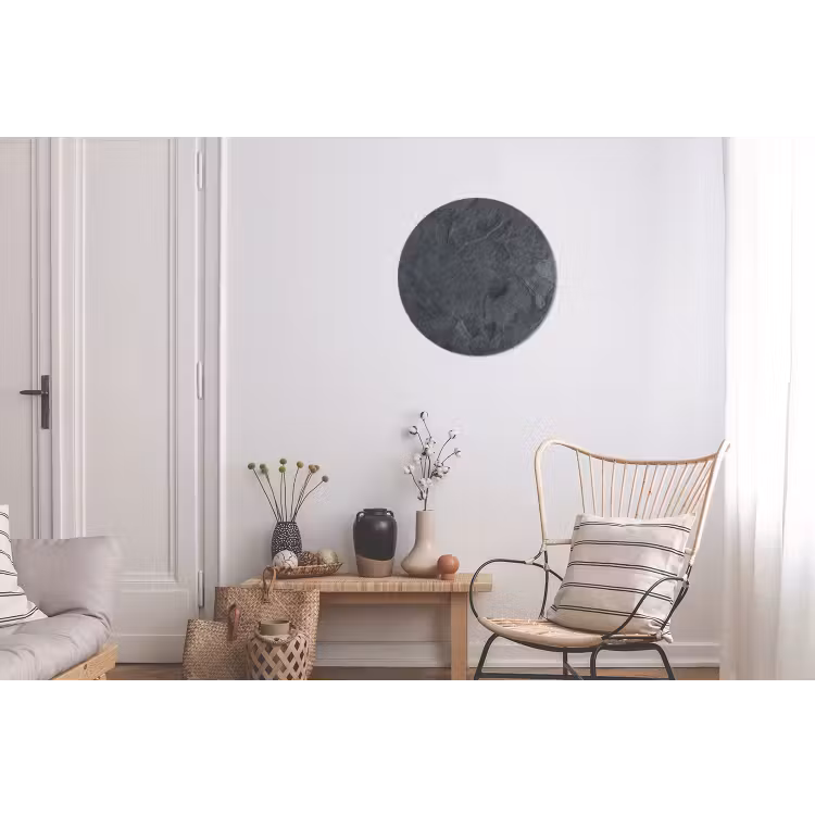 Grijs - Beton - Leisteen - Structuur Wandcirkel aluminium klein -woonkamer