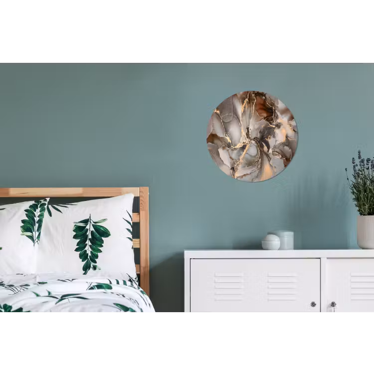 Grijs - Goud - Marmer - Marmerlook Wandcirkel aluminium klein -slaapkamer