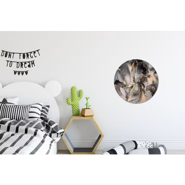 Grijs - Luxe - Goud - Marmer Wandcirkel aluminium klein -kinderkamer