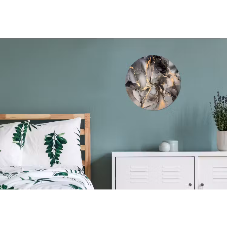 Grijs - Luxe - Goud - Marmer Wandcirkel aluminium klein -slaapkamer