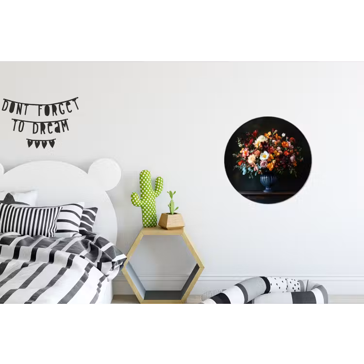 Groot - Bloemen - Vaas - Boeket Wandcirkel aluminium klein -kinderkamer