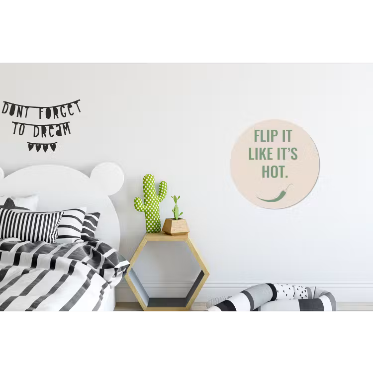 Groen - Quote - Zomer - Chilipeper Wandcirkel aluminium klein -kinderkamer