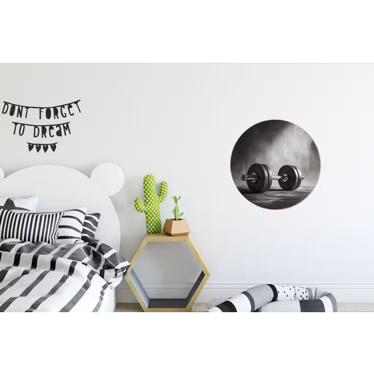 Halter - Gewichten - Zwart Wandcirkel aluminium klein -kinderkamer