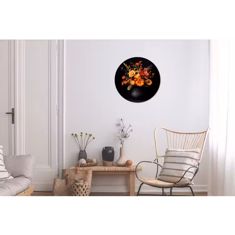Herfst - Boeket - Oranje Wandcirkel aluminium klein -woonkamer