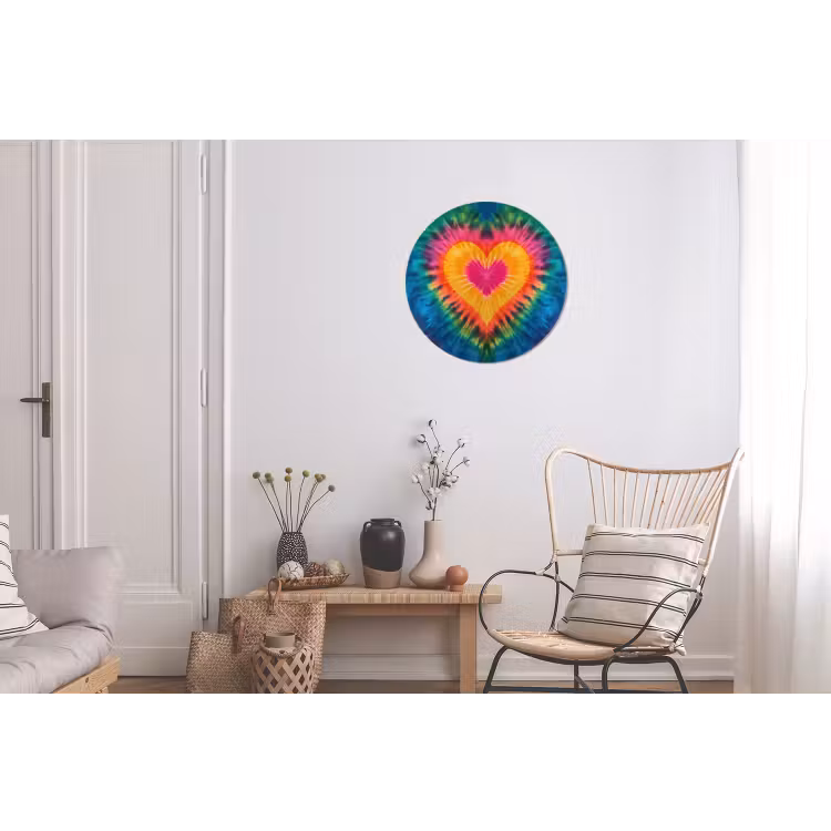 Hart - Tie Dye - Kleurrijk Wandcirkel aluminium klein -woonkamer