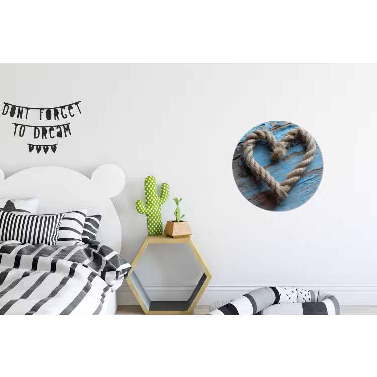 Hart - Touw - Hout - Rustiek Wandcirkel aluminium klein -kinderkamer