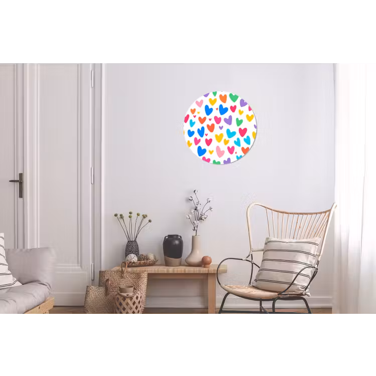 Hartjes - Kleurrijk - Patroon - Levendig Wandcirkel aluminium klein -woonkamer