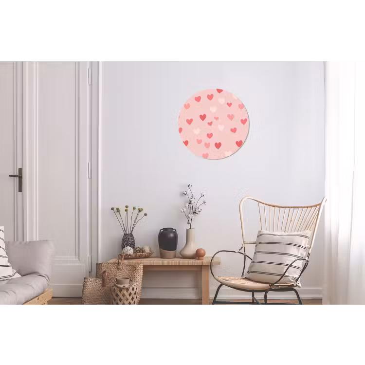 Hartjes - Patroon - Roze - Eenvoudig Wandcirkel aluminium klein -woonkamer