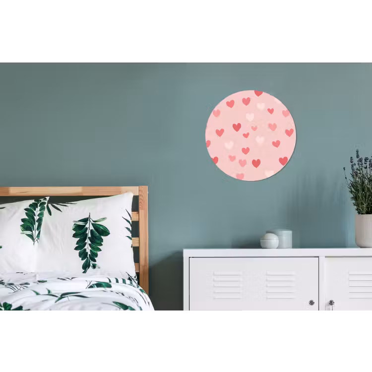 Hartjes - Patroon - Roze - Eenvoudig Wandcirkel aluminium klein -slaapkamer