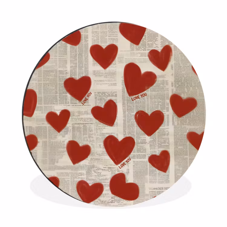 Hartjes - Krant - Loveyou Wandcirkel aluminium klein -3d
