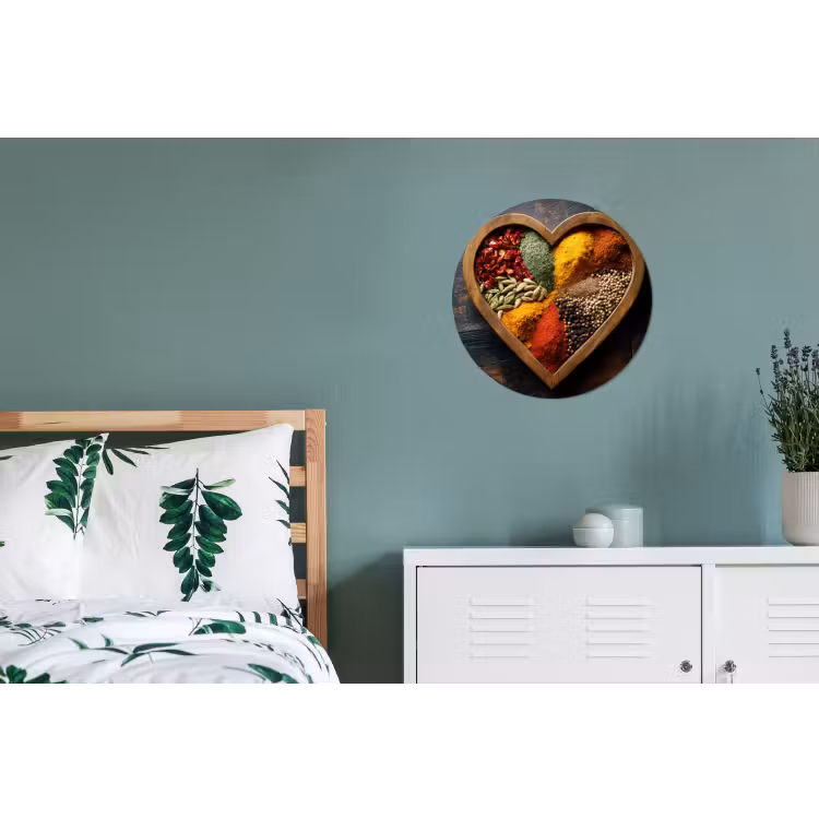 Houten - Hart - Kleurrijke - Specerijen Wandcirkel aluminium klein -slaapkamer